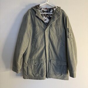 Quicksilver Hooded Chore Coat Full Zip With Buttons Green Snowboard Size Xl